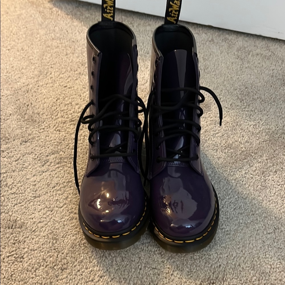 Dr. Martens Purple Combat Boots with Chunky Sole